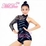 Buy cheap Full Sequined Lace One Sleeves Leotard Asymmetric Design Dance Competition Costumes from wholesalers