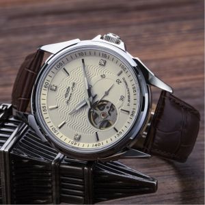 Manual Movement Waterproof Mechanical Watch Chronograph Black And White Dial