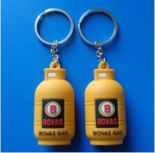 Custom 3d Gas Cylinder Bottle Shape Rubber PVC Keychain Key Holder For
