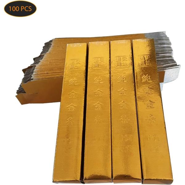 Ancestor Money Chinese Joss Paper Gold Bar, Sacrificial Supplies For Hungry Ghost Festival All Souls Day Ching