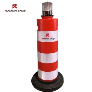 Buy cheap Traffic road orange barrier Uruguay Safety Warning Reflective with flashing yellow light Drum Barrel from wholesalers
