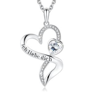 China Girls' Double Heart Infinity Necklace 925 Sterling Silver White Austrian crystal Crystal on sale