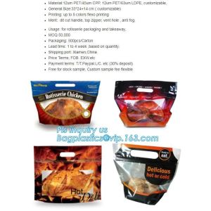 Buy cheap Anti Fog Function Plastic Zipper Roasted Chicken Packaging Bag, slide zipper hot chicken bags/ roasted chicken plastic p from wholesalers