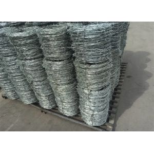 Silver Zinc Coated Barbed Wire , Galvanized Razor Wire High Strength