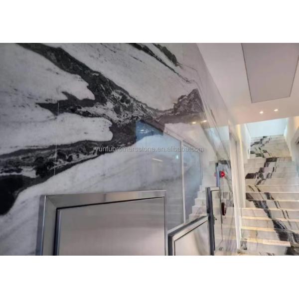 Easy Installation Panda White Marble Stairs with Modern Design and LED Wall Lights