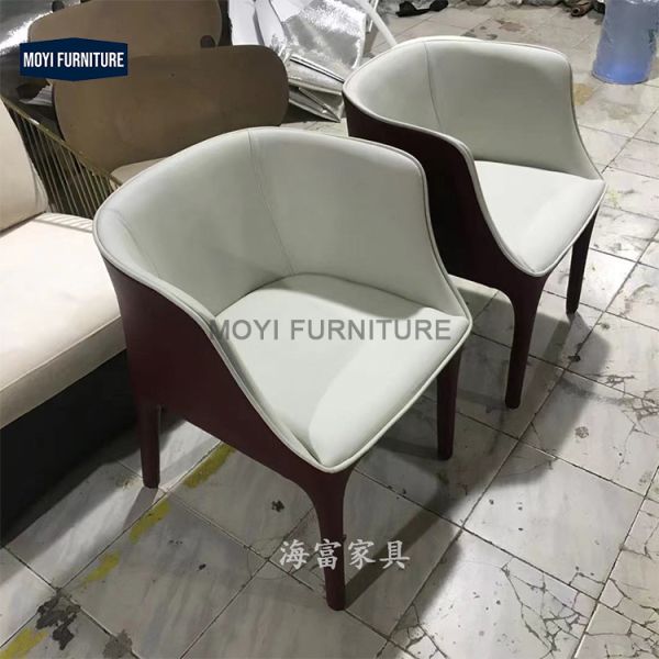 Leather Dining Chair Luxury Design Style Fiberglass Frame Upholstered Modern Seating Restaurant Hotel Modern Home Apartment