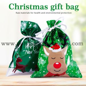 Custom Printed Exquisite Plastic Drawstring Gift Bag For Halloween / Christmas