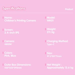 2.4 Inch Screen Color Printing Camera 1080P Full HD Video Ringing Photos To Life