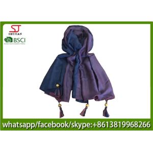 Buy cheap Chinese supplier two side wooden bead tassel spring summer thin tassel scarf 90*185cm 190g 100%polyester shawl exporter from wholesalers