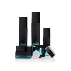 Square Frosted OEM Lotion Glass Bottles Black Painting For Cosmetic