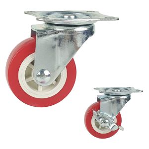 66LBS Capacity Red Wheels Threaded Castor Wheels
