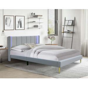 Buy cheap Wholesale Handmade Upholstered Platform Bed With Colourful Light Headboard from wholesalers
