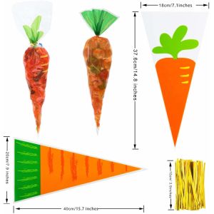 Cellophane Cone Sweet Bags With Carrot Design