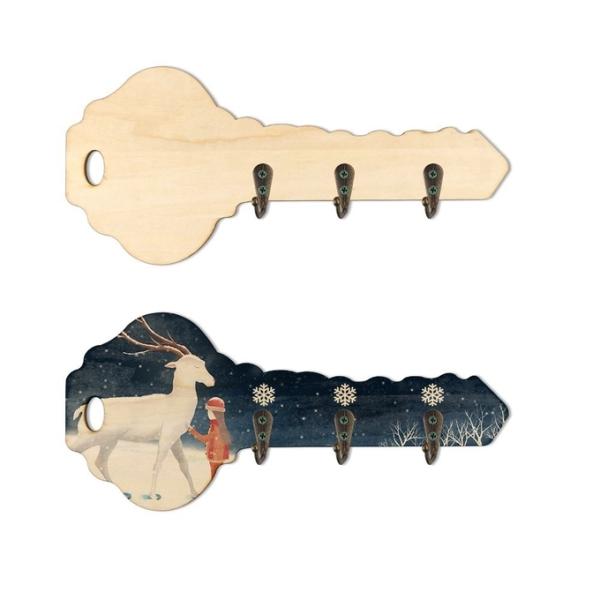 DIY Creative Sublimation Wooden Key Shaped Key Holder For Wall Custom Key Hanger