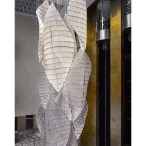 Buy cheap Non-Standard Engineering Custom Lighting Fixtures Large Crystal Banquet Hall Hollow Leaf Chandelier Custom Stairwell Long Chandelier LED Chandelier from wholesalers
