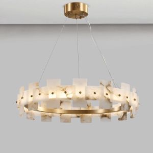 Buy cheap Home Decor Circle LED Luxury Modern Pendant Light Chandelier Alabaster Lighting Products from wholesalers