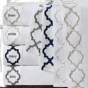 Buy cheap All-Season Flat Bed Sheet Egyptian Luxury Embroidered Bed Sheet Set with Beautiful Rope Embroidery 4 Piece Set from wholesalers