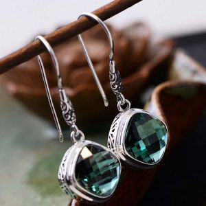 Buy cheap 925 Silver Square Synthetic Siopside Pendant Dangle Earring (060250) from wholesalers