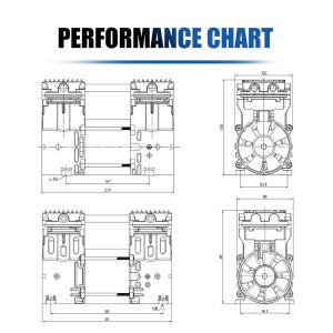 Buy cheap Air Compressor Head 350W Vacuum Pump No Oil Max Flow 75L/Min Twin Cylinder Piston Engine from wholesalers