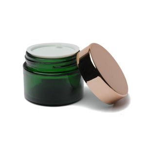 Empty Round Green Glass Cosmetic Cream Jars 20g 30g With Screw Lid