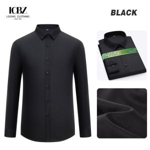 2023 Men's Long Sleeved Shirt Non-Ironing Work Clothes with Elastic and Solid