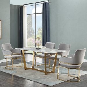 0.7CBM 20mm Modern Rectangle Dining Table Stainless Steel Frame