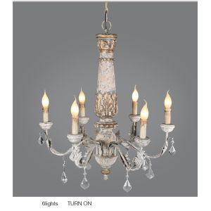 Wood Bead chandelier lighting lustre bois for country farmhouse rustic