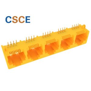 Tab Down 8 Pin 1×5 RJ45 Modular Jack For Telephone