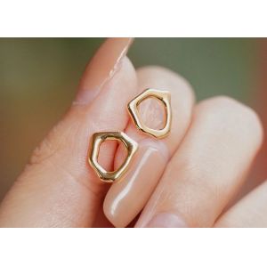 Buy cheap Irregular Circle 9k Gold Earrings 8mm Dimension for Anniversary from wholesalers