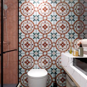 Beige 20x20cm Non-Slip Ceramic Rustic Tile for Bathroom Kitchen