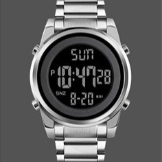 Buy cheap 220mm Silvertone 3BAR Stainless Steel Digital Watch Waterproof Digital product