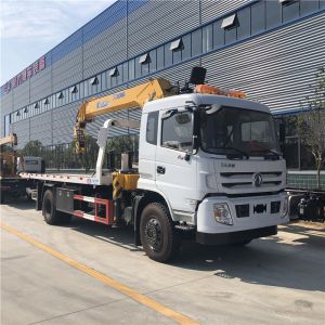 Buy cheap 4x2 Euro 3 Dongfeng 8000kg Self Loader Tow Truck With 5 Tons Telescopic Crane product