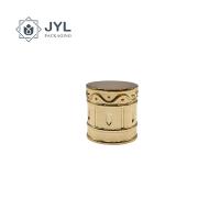 China Gold Perfume Bottle Topper Covers Lids Zamac Material Cylindrical With Text for sale