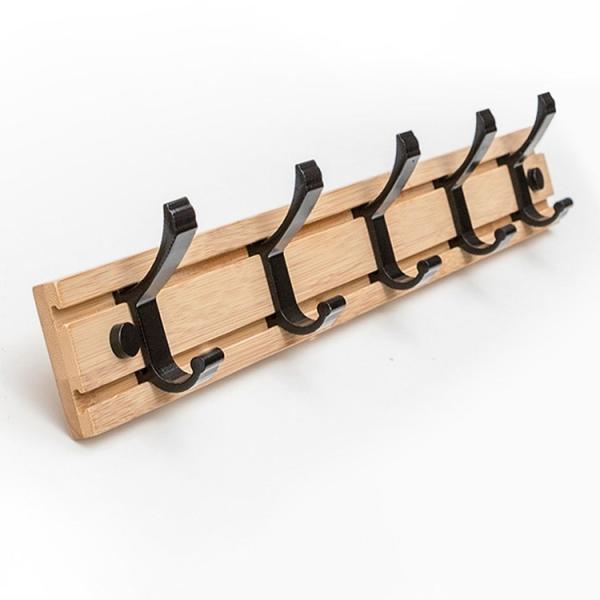Customized Hook Quantity Solid Bamboo Wall Hanging Hooks for Living Room