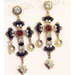 Buy cheap Crystal large cross retro luxury jewelry female personality exaggerated atmosphere from wholesalers