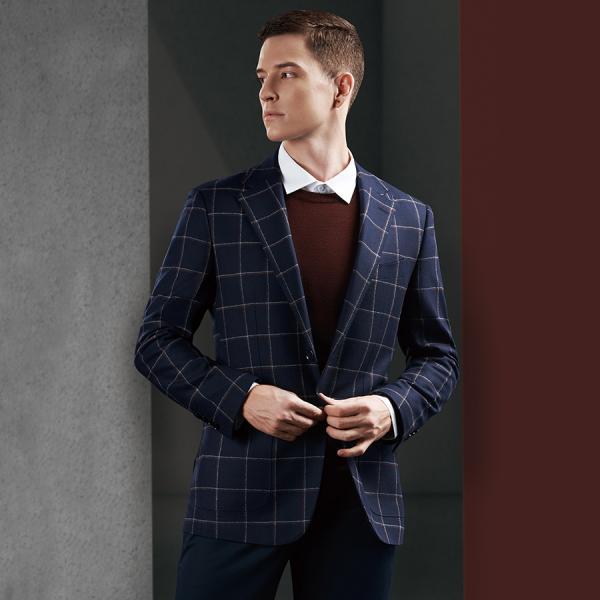 2022 Custom Design Textured Men's Business Suit Blazer Jacket With Navy For Autumn