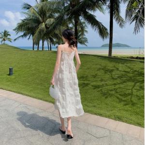 Buy cheap Strap A Line Backless White Midi Beach Holiday Dresses product