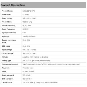 Buy cheap Eaton module UPS 93PS series 8-30 kW 10 kva ups15kVA 20KVA 60KVA 12v 24v battery 3 phase to replace 9355 series ups power supply from wholesalers