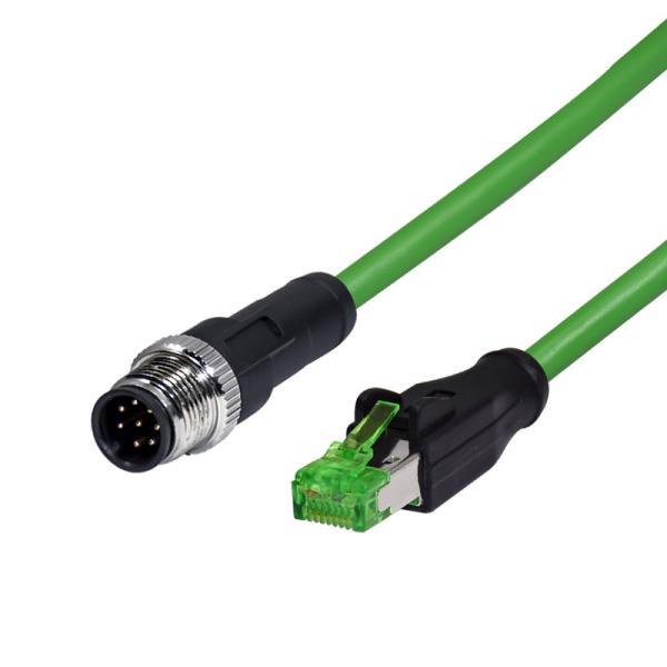 M12 8pin A Coding Male To RJ45 Ethernet Molded Shielded Waterproof Connector