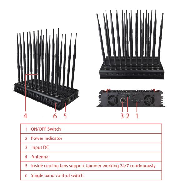 Buy cheap 45W 22 Antennas Wireless Signal Jammer 40m Remote Control Infrared from wholesalers