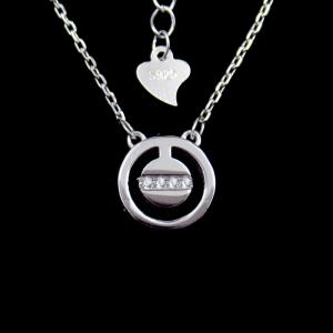 Sterling Silver Cubic Zirconia Single Stone Necklace With Cross Shape