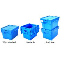 China 21L Stacking Crates Storage Box With Attached Lid Container Totes NO Foldable for sale