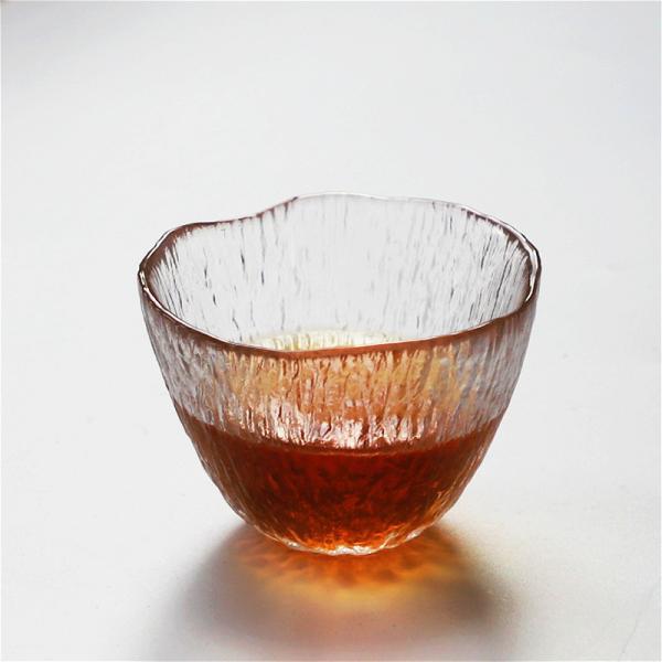 Quality Lead Free 100ml Clear Retro Tree Pattern Glass Teacup for sale
