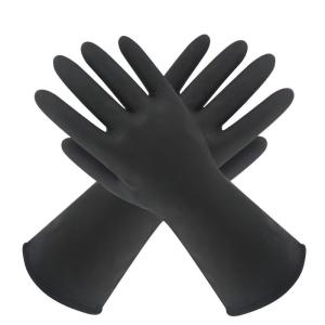 Buy cheap OEM Chemical Proof Black Latex Long Gloves Antistatic Fireproof from wholesalers