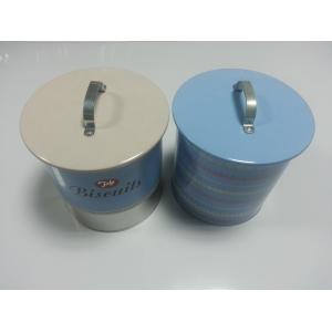 Painted Metal Tin Cookie Containers With Handle On Lid, Thickness 0.25mm
