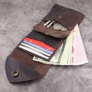 Buy cheap Three-Fold First-Layer Vegetable Tanned Leather Men's Wallet Japanese Style and Trendy from wholesalers