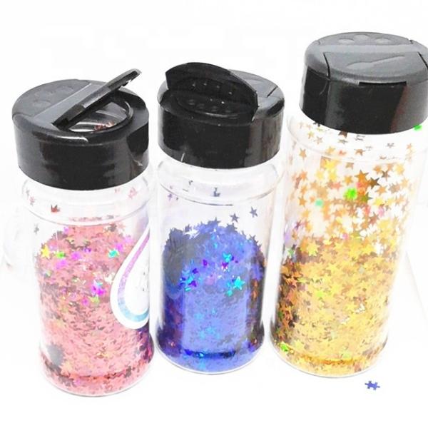 Home Decoration 1oz 2oz 3oz 5oz Glitter Plastic Shaker with Black Lid Sifter and