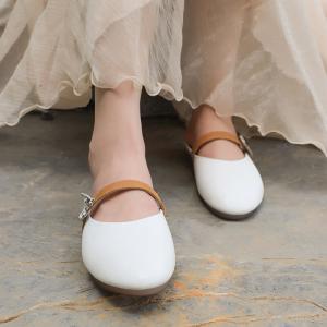 Buy cheap HZM019 Slippers, Women'S Literary Temperament, Flat-Bottomed, Versatile, Soft-Soled Sandals And Slippers, Leather Back E from wholesalers