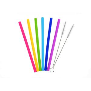 Buy cheap Eco Friendly Folding Silicone Reusable Drinking Straws With Cleaning Brushes from wholesalers