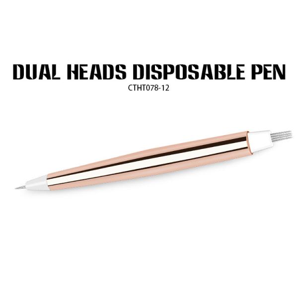 Quality 3D Disposable Microblading Pen Golden Double Head With Curve Shading Blade for sale